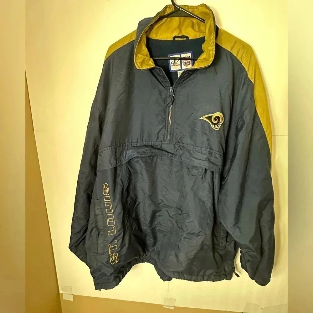 NFL St Louis Rams Pullover Mens XL Fleece Game Day 1/4 Zip Embroidered